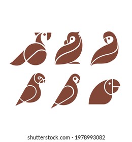 Parrot love bird logo icon symbol design set