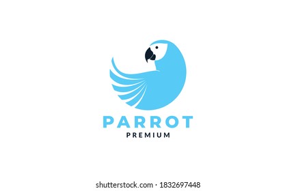 parrot or lovebird or macaws abstract modern blue logo vector illustration design