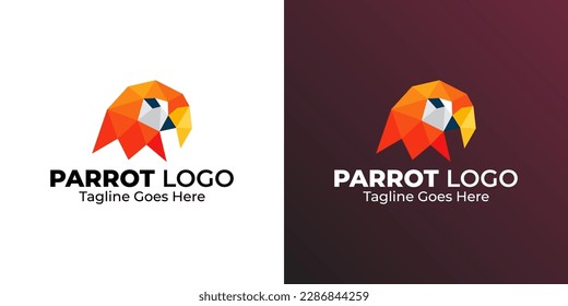 Parrot Low-Poly-Logo-Design. Polygonales Design. Geometrisches Design. Modernes Logo