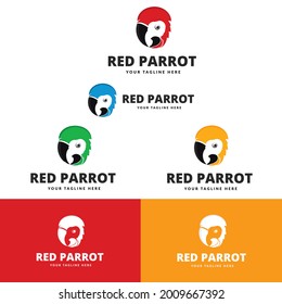 Papageienvögel-Vektor-Set 
6 Logo-Designfarben-Varianten 