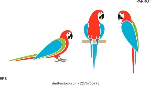 Parrot macaw logo. Isolated parrot on white background