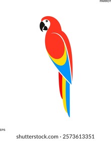 Parrot macaw logo. Isolated parrot on white background