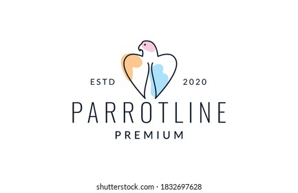 parrot or macaws line abstract colorful logo vector illustration design