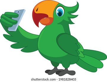 Parrot making selfie vector art and illustration