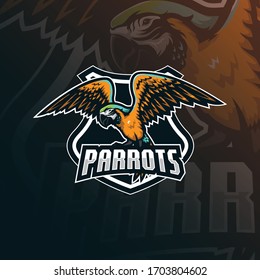parrot mascot logo design vector with modern illustration concept style for badge, emblem and tshirt printing. angry parrot illustration.