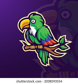 Parrot mascot logo design vector with modern illustration concept style for badge, emblem and t shirt printing
