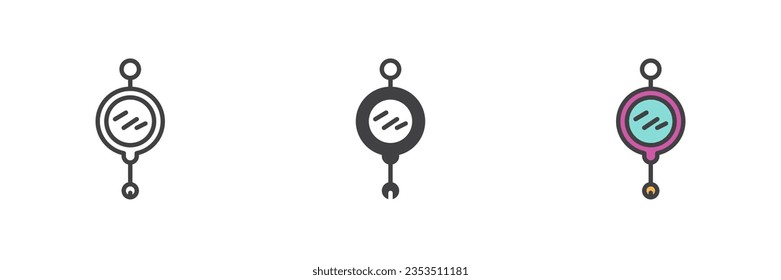 Parrot mirror different style icon set. Line, glyph and filled outline colorful version, outline and filled vector sign. Symbol, logo illustration. Vector graphics