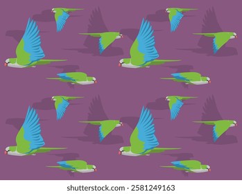 Parrot Monk Parakeet Flying Cute Seamless Wallpaper Background