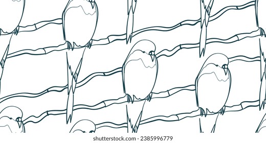 naturaleza loro vida silvestre artística inmaterial vector de tinta de una línea patrón mano dibujado 