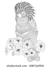 Parrot on a blossoming tree
