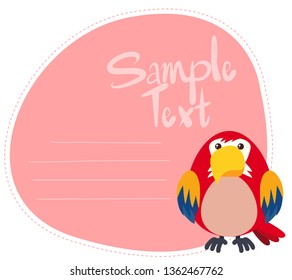 Parrot on note template illustration