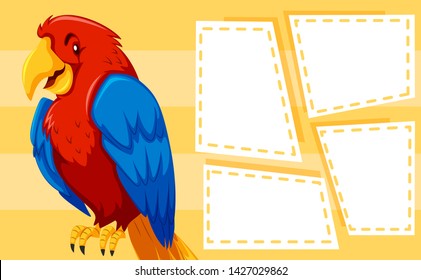 Parrot on note template illustration