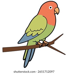 papagaio em uma árvore animal selvagem cor plana vetor ilustração modelo design