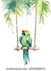 Loro en una acuarela tropical oscilante Ilustración