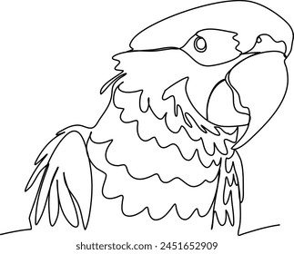 Parrot, one line drawing vector illustration.