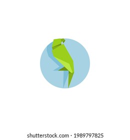 parrot Origami Flat Icon Isolated On White Background 