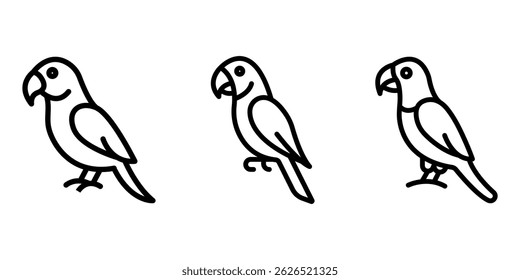 parrot outline or line icon design bundle.