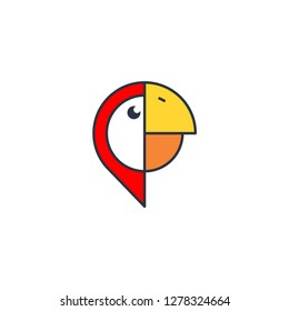 parrot outline logo vector template