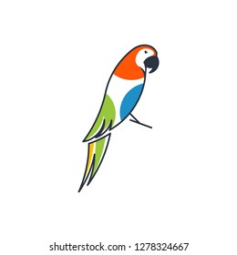 parrot outline logo vector template