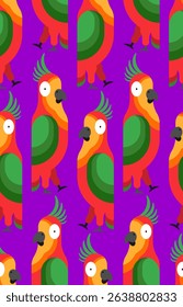 Parrot pattern seamless. popinjay background. Ornament of kids fabric