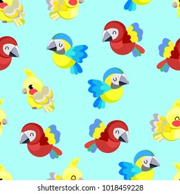 Parrot pattern seamless vector illustration. Design print textile for children and newborn. Cute Bird Pattern