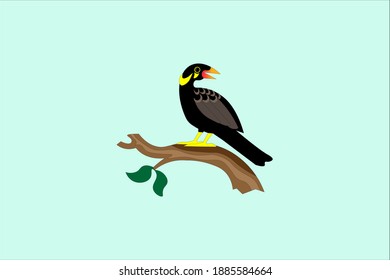Parrot perched on a tree trunk