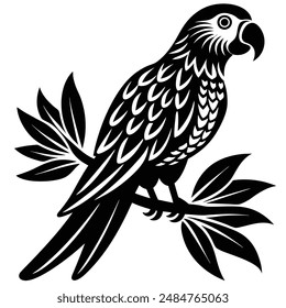 parrot perched Silhouette vector illustration