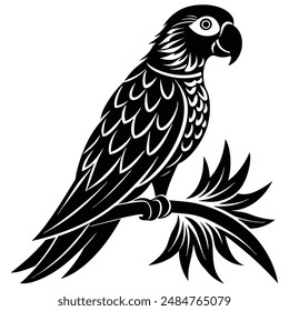 parrot perched Silhouette vector illustration