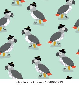 Parrot pirate animals vector seamless pattern . Concept for print, web design, cards, textile 