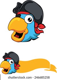 Parrot pirate with banner