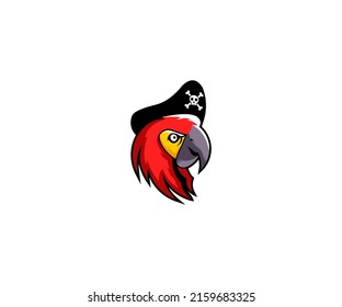 parrot pirate logo design illustration