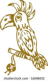 Parrot with pirate map. vector