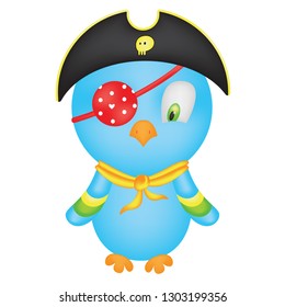 Parrot pirate. Vector Illustration. Cartoon character. 