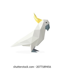 Parrot polygonal art image. Low poly animal in vector illustration