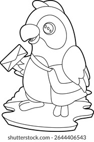 Parrot Postman Letter Animal Vector Graphic Art Illustration