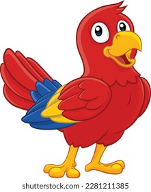 A parrot red macaw bird cute happy cartoon wildlife mascot