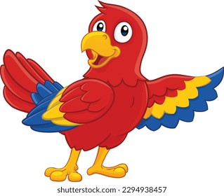 A parrot red macaw bird cute happy cartoon wildlife mascot