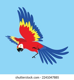 Parrot, red macaw - illustration, vector