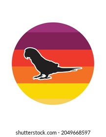 Parrot Retro Sunset Design template. Vector design template for logo, badges, t-shirt, POD and book cover. Isolated white background.