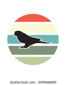 Parrot Retro Sunset Design template. Vector design template for logo, badges, t-shirt, POD and book cover. Isolated white background.