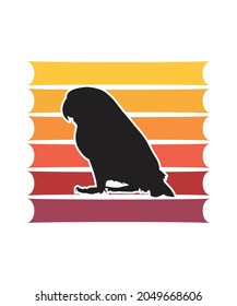 Parrot Retro Sunset Design template. Vector design template for logo, badges, t-shirt, POD and book cover. Isolated white background.