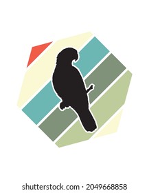 Parrot Retro Sunset Design template. Vector design template for logo, badges, t-shirt, POD and book cover. Isolated white background.