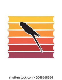 Parrot Retro Sunset Design template. Vector design template for logo, badges, t-shirt, POD and book cover. Isolated white background.