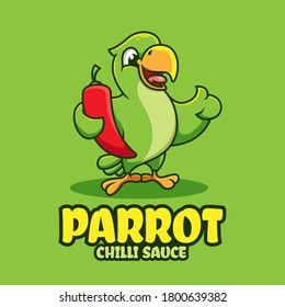 Parrot Sauce Cartoon Illustration Logo Template