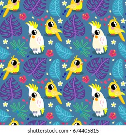 Parrot seamless tropical pattern