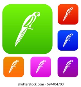 Parrot set icon in different colors isolated vector illustration. Premium collection