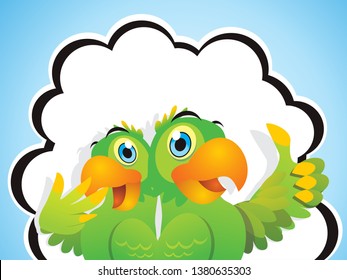 parrot show wing like thumb finger vector illustration isolated cartoon background