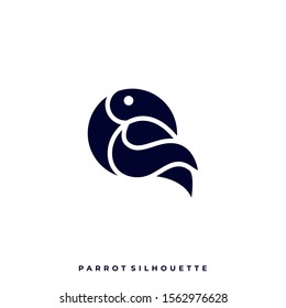 Parrot Silhouette Illustration Vector Design Template. Suitable for Creative Industry, Multimedia, entertainment, Educations, Shop, and any related business