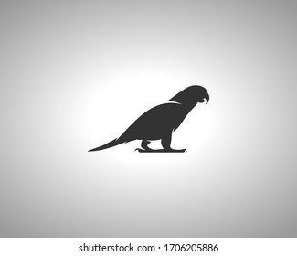 Parrot Silhouette on White Background. Isolated Vector Animal Template for Logo Company 