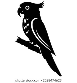 parrot silhouette, on white background, isolated, vector
